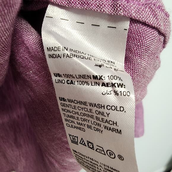 Chicos 4 Linen Tunic Top Size XXL Purple Long Sleeve Collared 1/2 Button Front - Picture 13 of 13